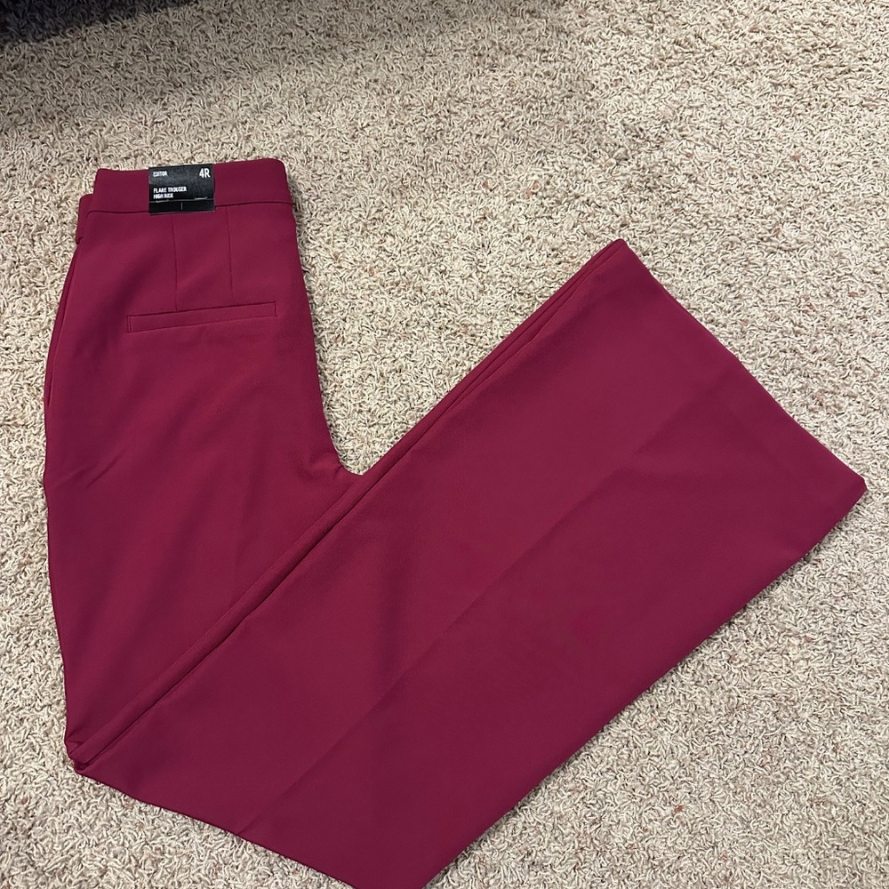 NWT Express Editor High Rise Flare Pants - 4R - Berry - Picture 13 of 14